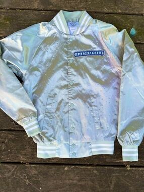 Sliver Satin Bomber RHIMESTONE Jacket -